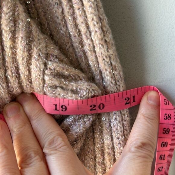 Lily Brown Pink Sparkle Cropped Ribbed Knit Cardigan - Picture 9 of 11